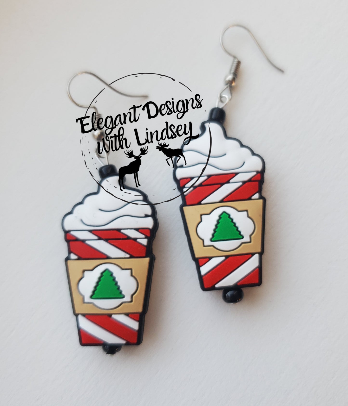Peppermint Latte Silicone Bead Earrings