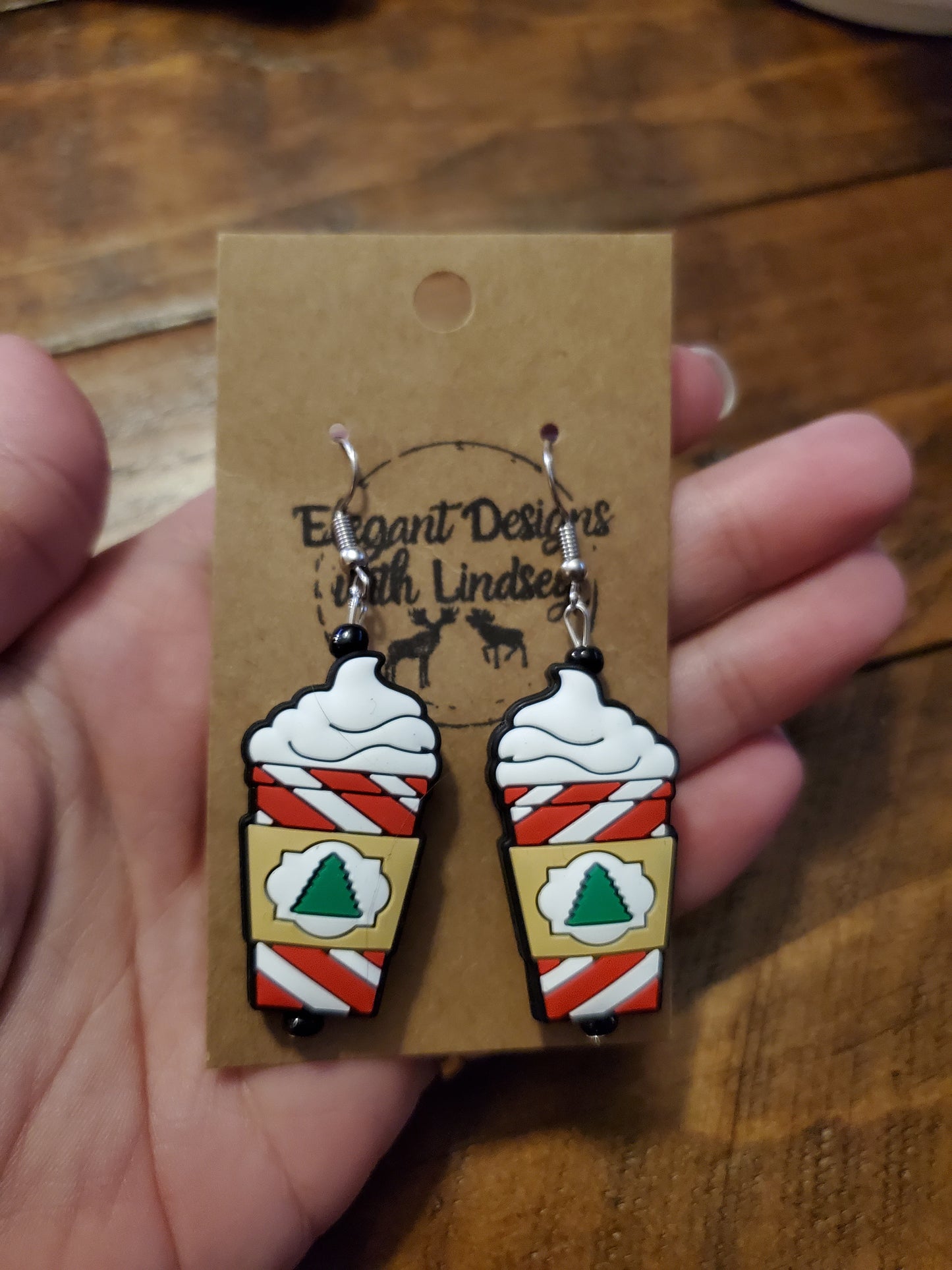 Peppermint Latte Silicone Bead Earrings