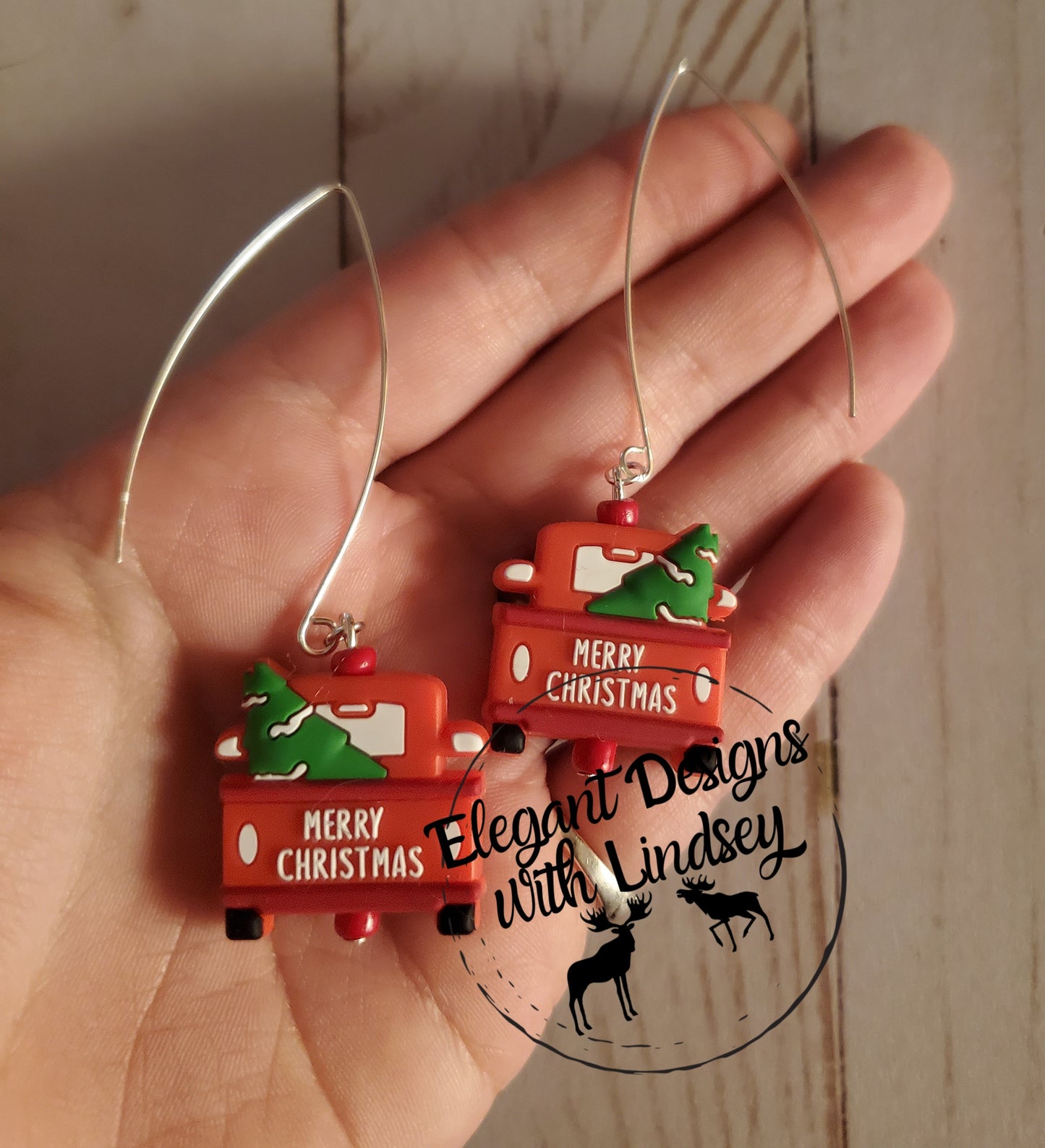 Christmas Truck Silicone Bead Earrings