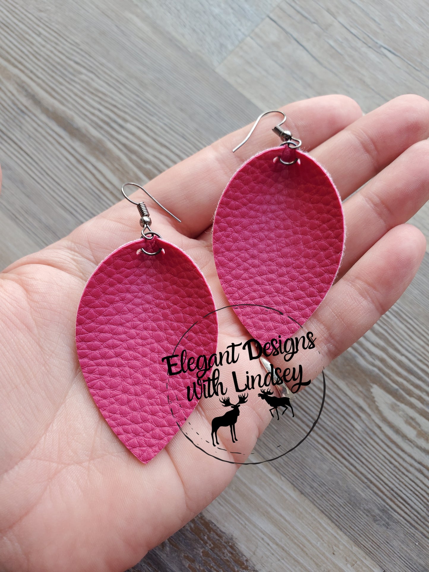 Dark Pink Faux leather earrings
