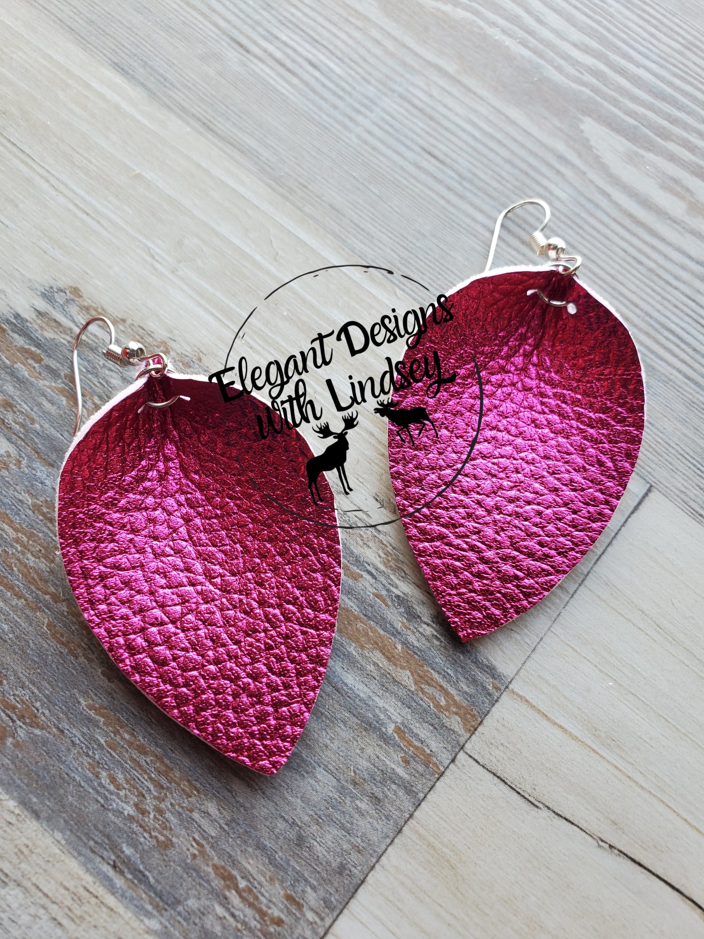 Metallic Pink Textured Faux leather earrings