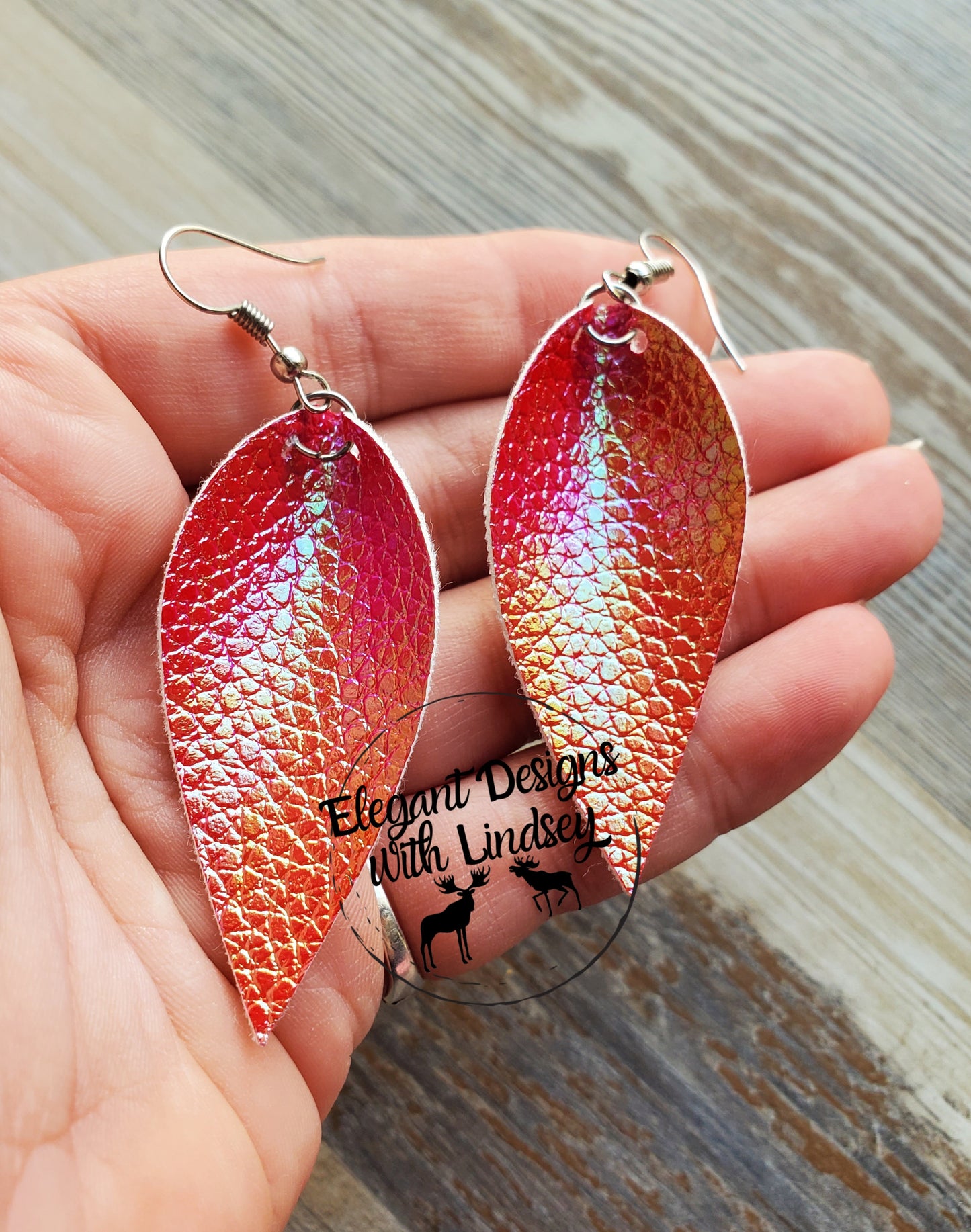 Pink "Hummingbird" Skinny Pinched Faux leather earrings