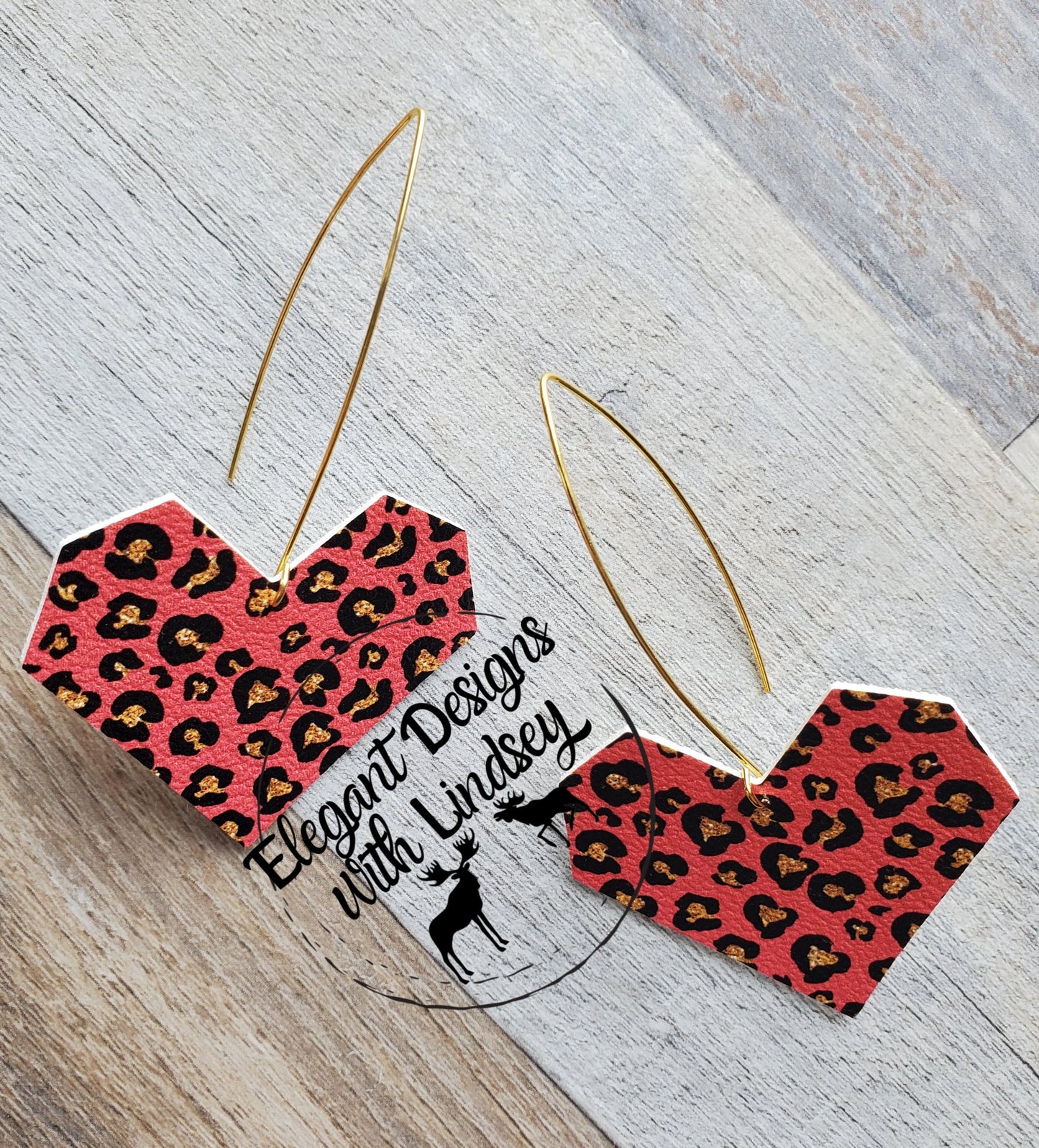 Cheetah Heart Faux Leather Earrings