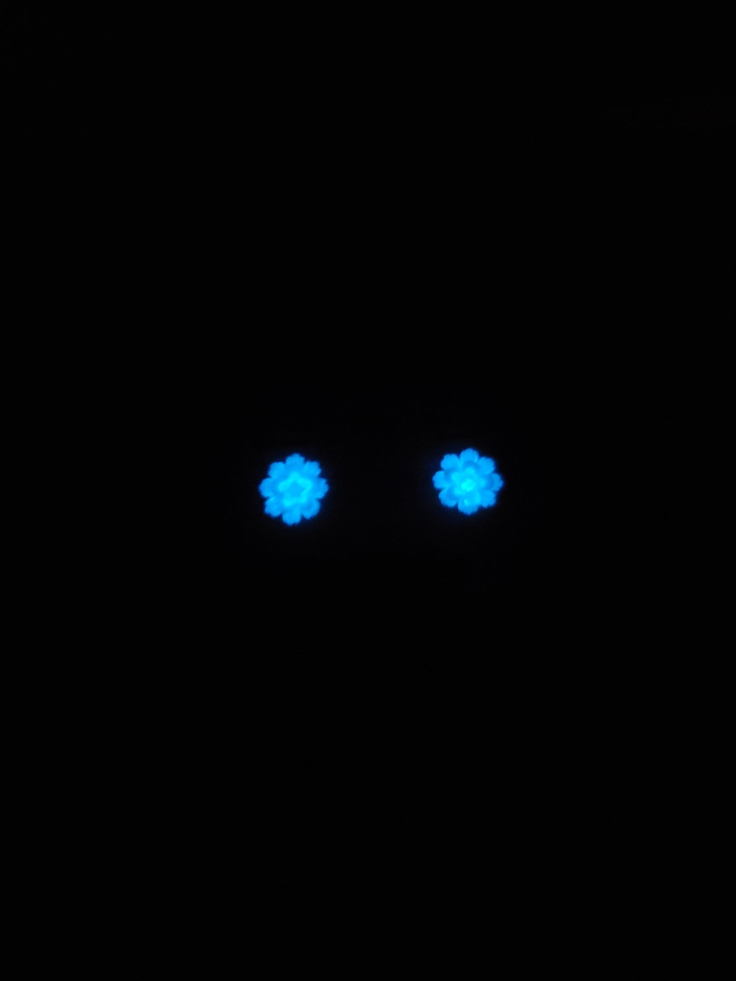 Children's White/Blue Carnations Stud Earrings (GLOW-IN-THE-DARK)