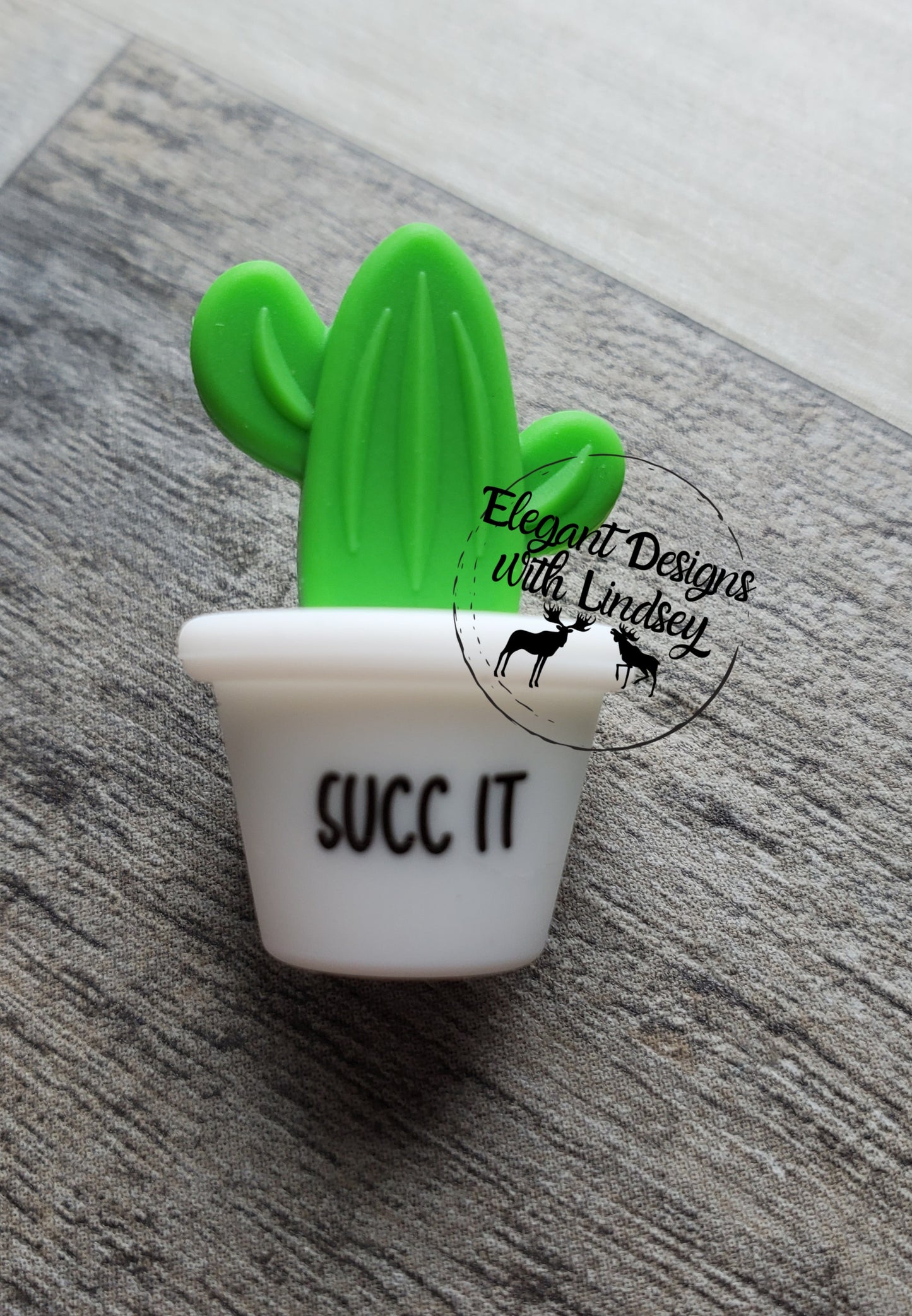 Succulent Plant & Pot Silicone Bead Earrings