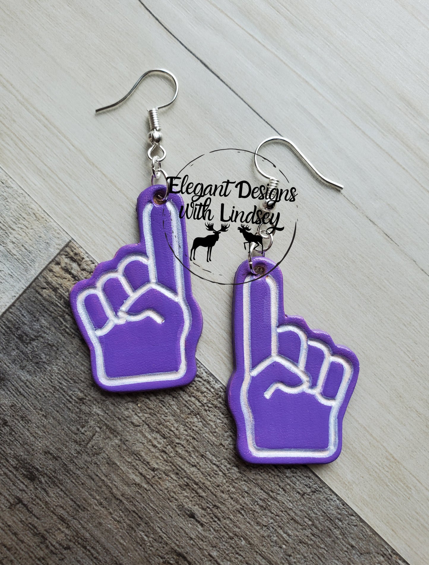 Foam Fingers Genuine Leather Earrings