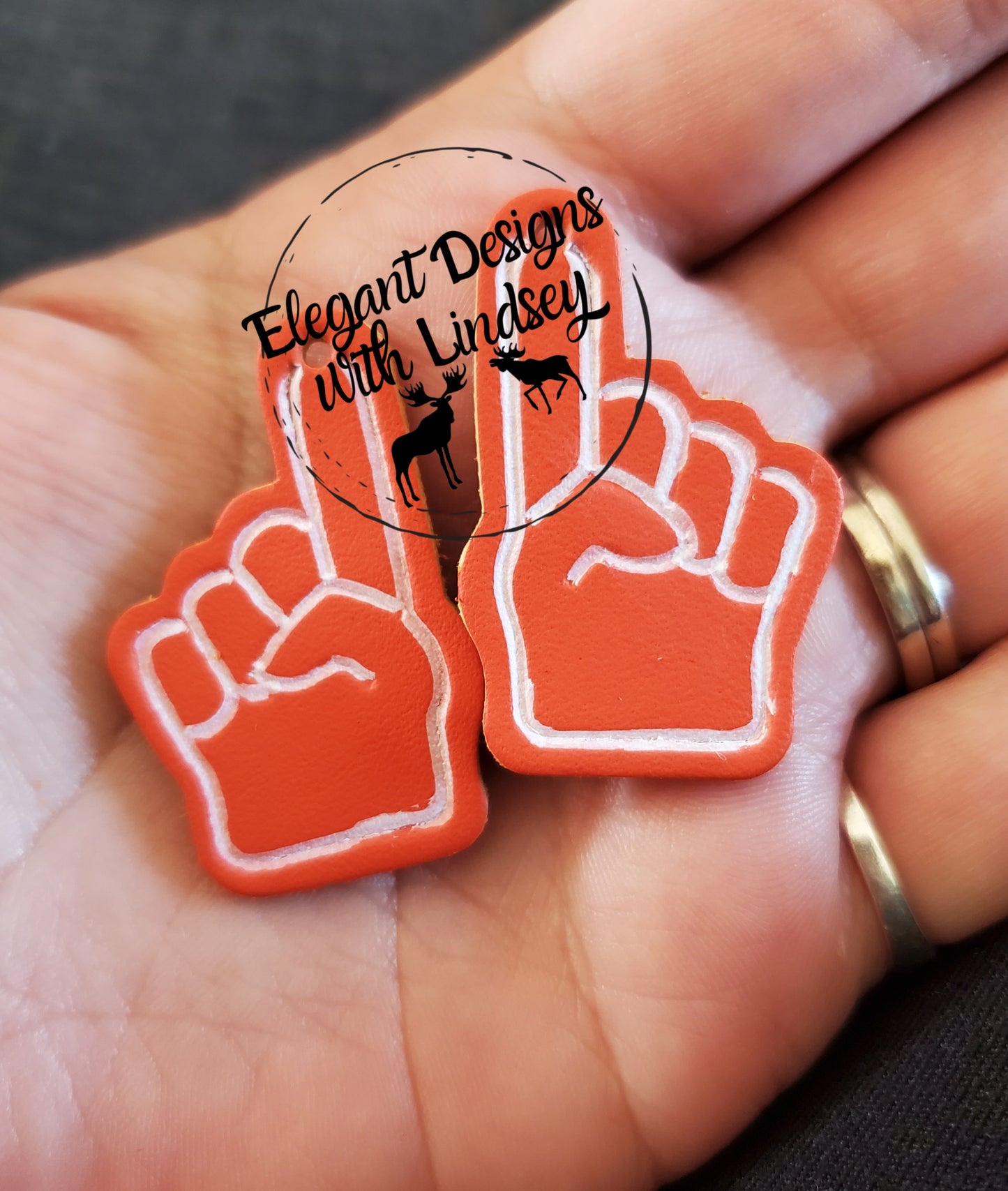 Foam Fingers Genuine Leather Earrings