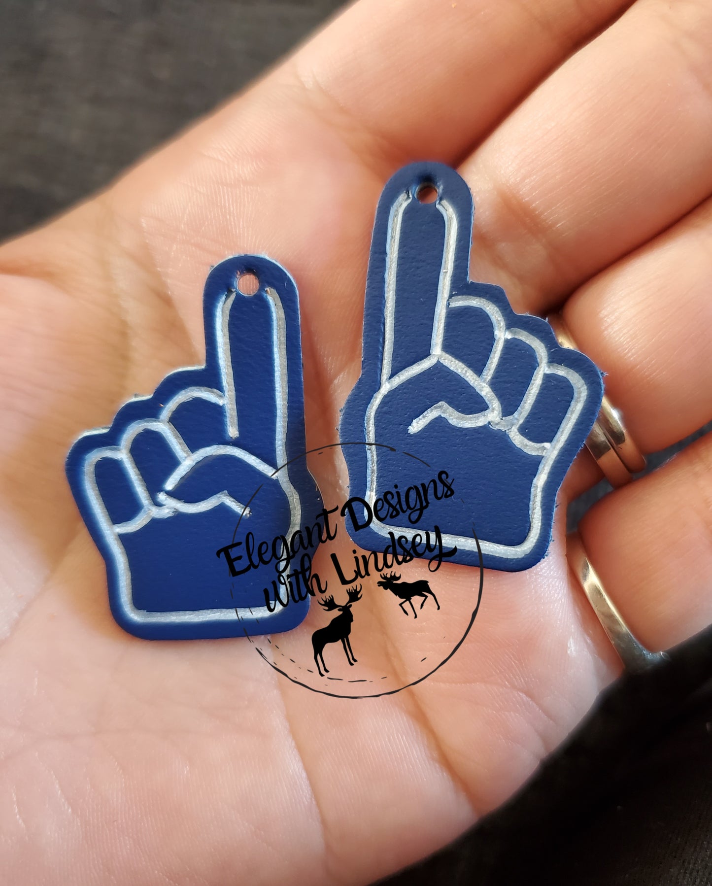 Foam Fingers Genuine Leather Earrings