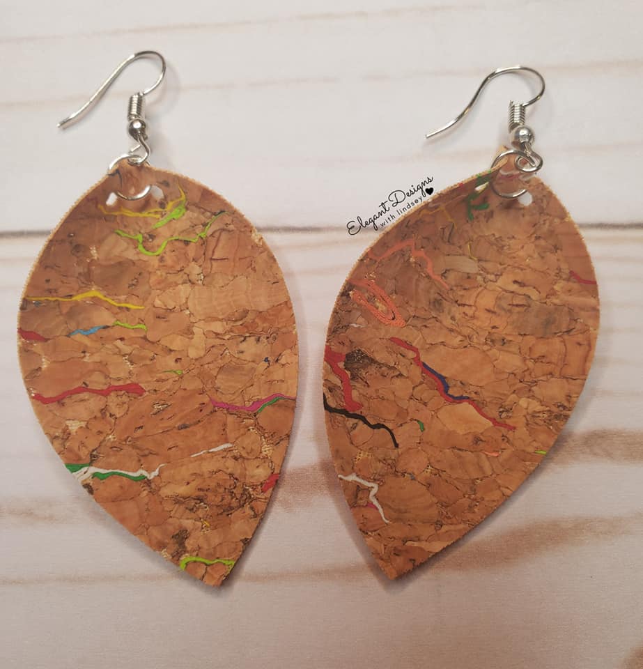 Rainbow cork earrings
