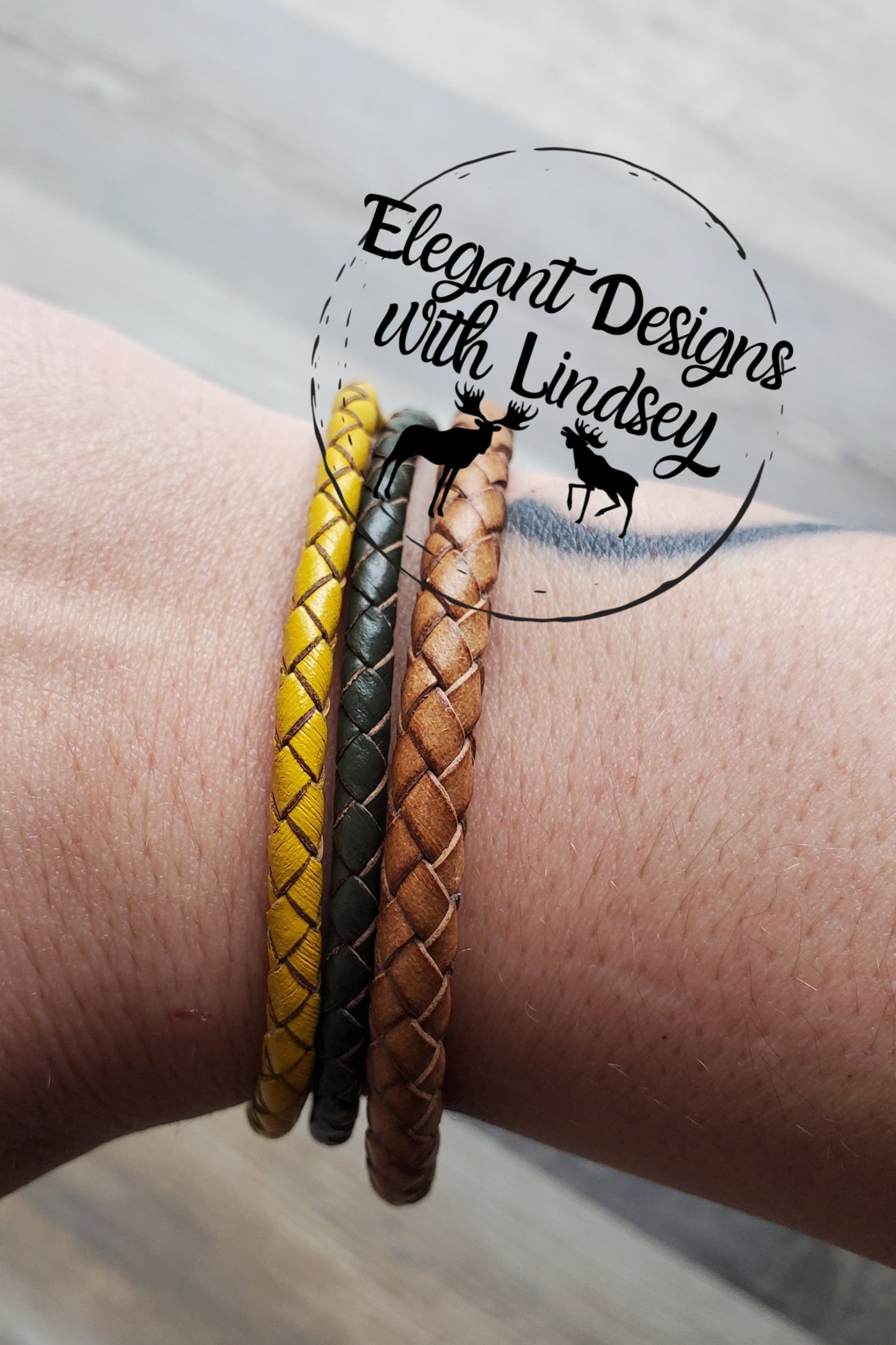 Army Green Braided Cord Genuine leather bracelet