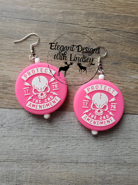 Protect the 2nd Hot Pink Silicone Bead Earrings
