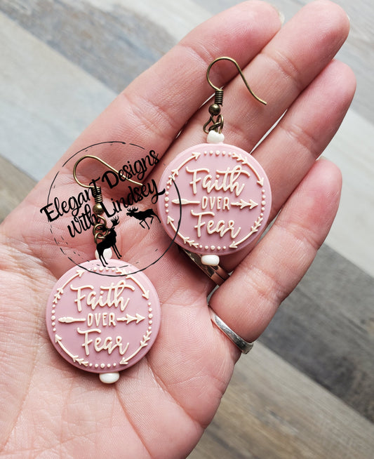 Faith Over Fear Silicone Bead Earrings