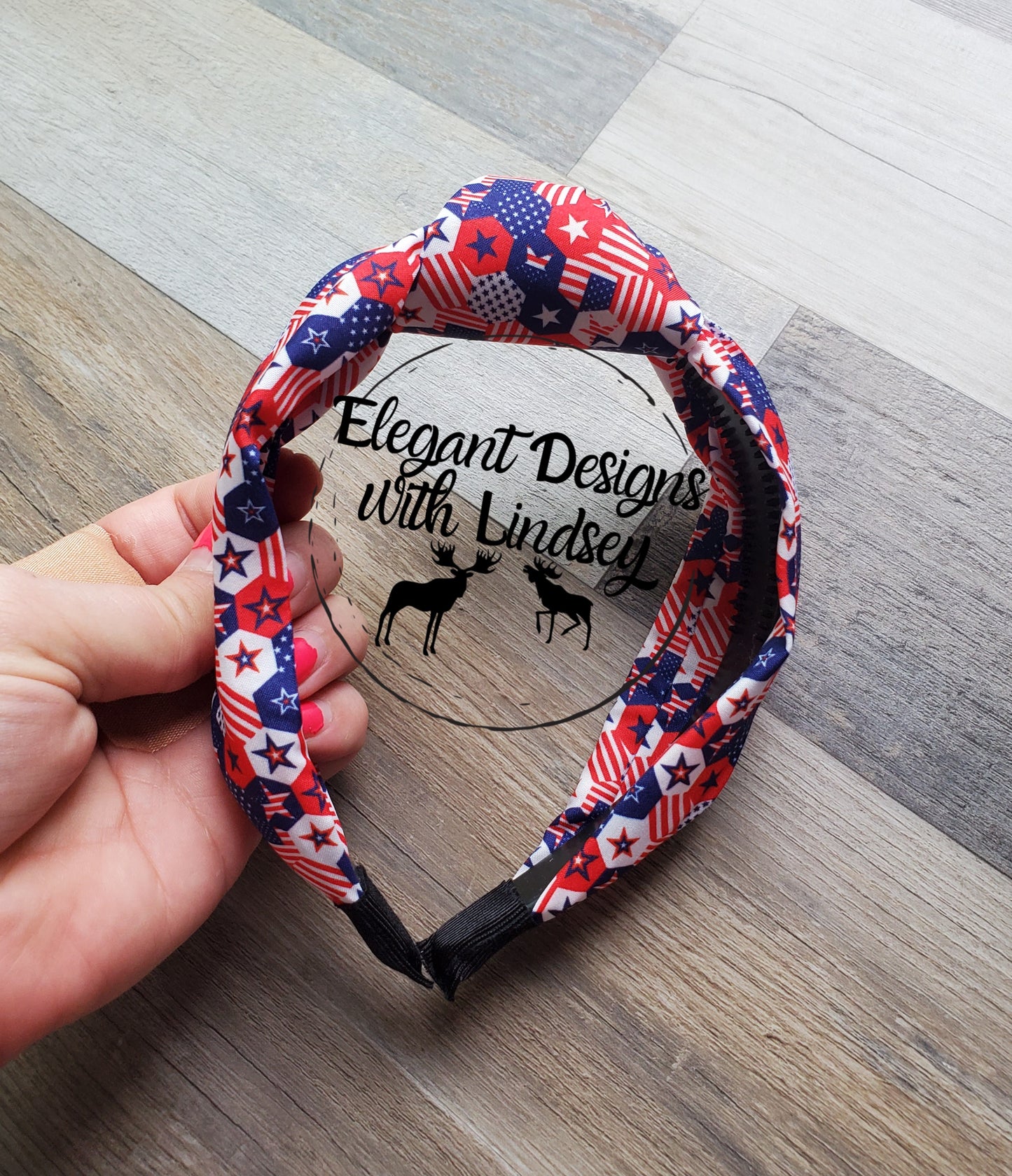 Patriotic Topknot Headband Polygon Shapes
