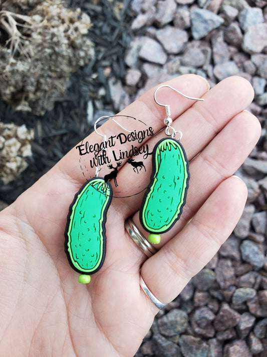 Pickle Silicone Bead Earrings