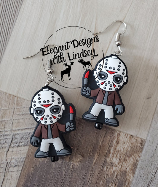 Hockey Mask Guy Silicone Bead Earrings