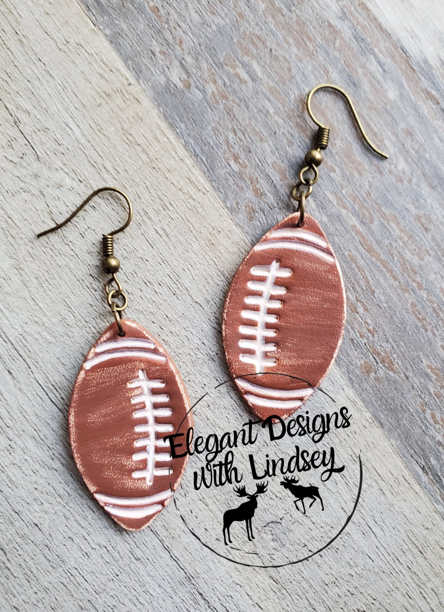 Football Genuine Leather Earrings -Small One Layer
