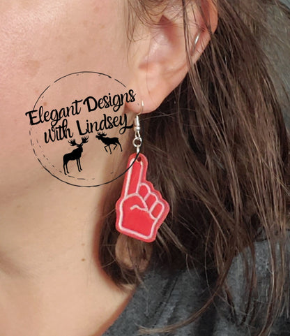 Foam Fingers Genuine Leather Earrings