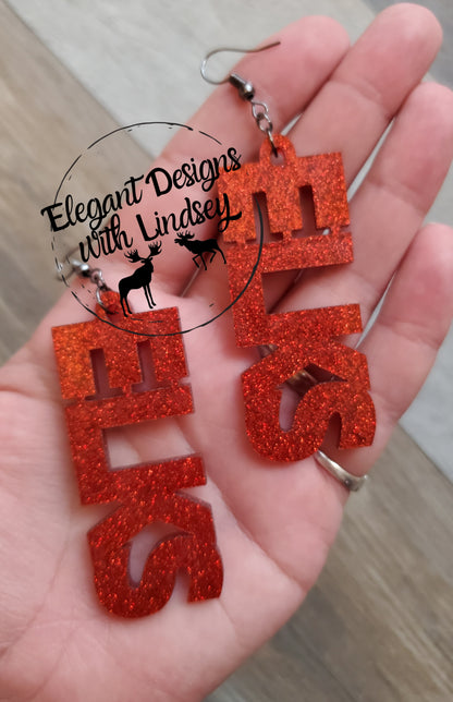 Red/Red Glitter ELKS Acrylic Earrings