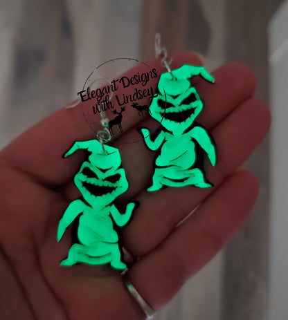 GLOW-IN-THE-DARK Boooogie Acrylic Earrings
