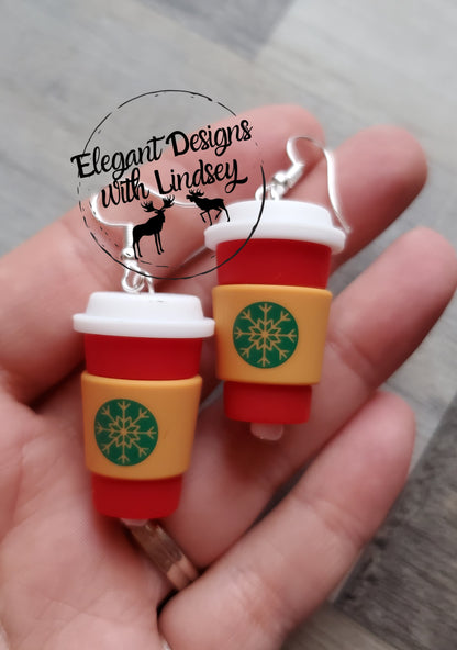 Snowflake 3D Coffee Silicone Bead Earrings
