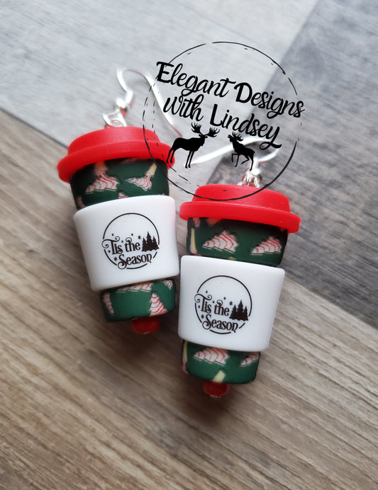 Tis The Season 3D Coffee Silicone Bead Earrings