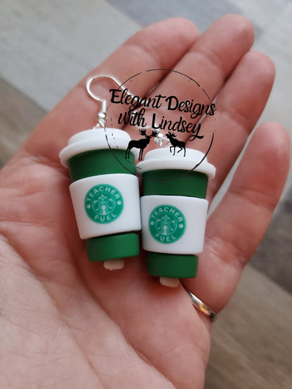 Teacher Fuel 3D Coffee Silicone Bead Earrings