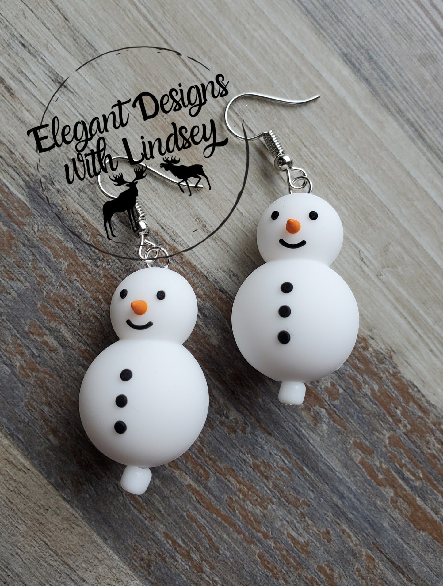 Snowman Silicone Bead Earrings