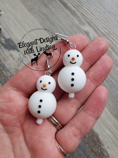 Snowman Silicone Bead Earrings