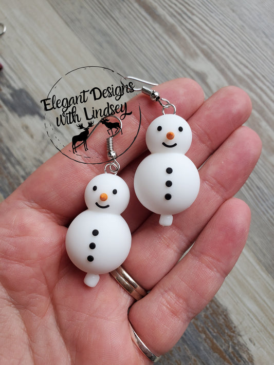 Snowman Silicone Bead Earrings