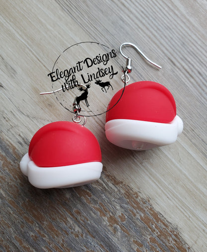 Santa Hat Silicone Bead Earrings