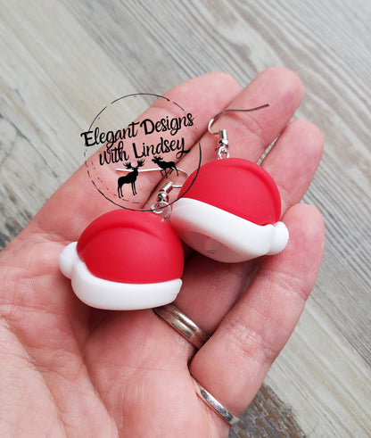 Santa Hat Silicone Bead Earrings