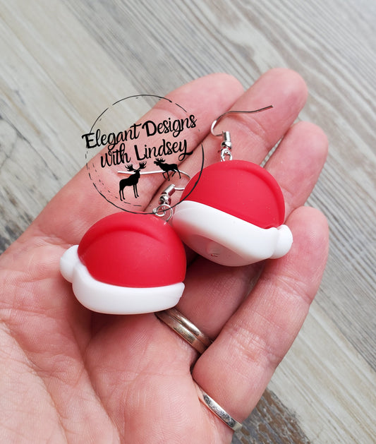 Santa Hat Silicone Bead Earrings