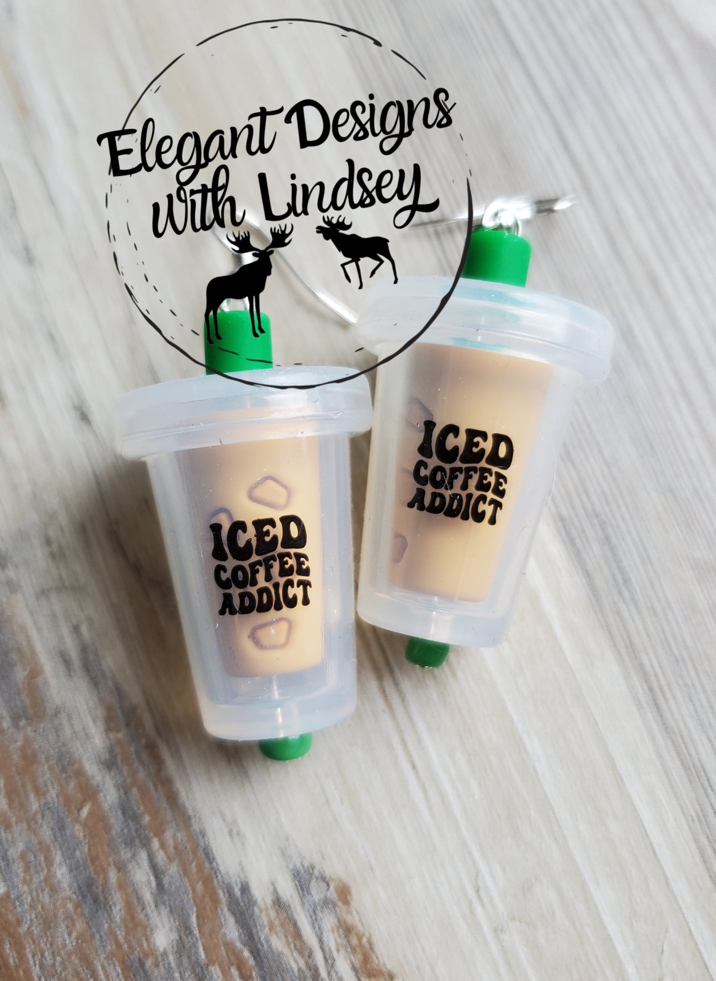 Iced Coffee Addict Coffee Cup Silicone Bead Earrings