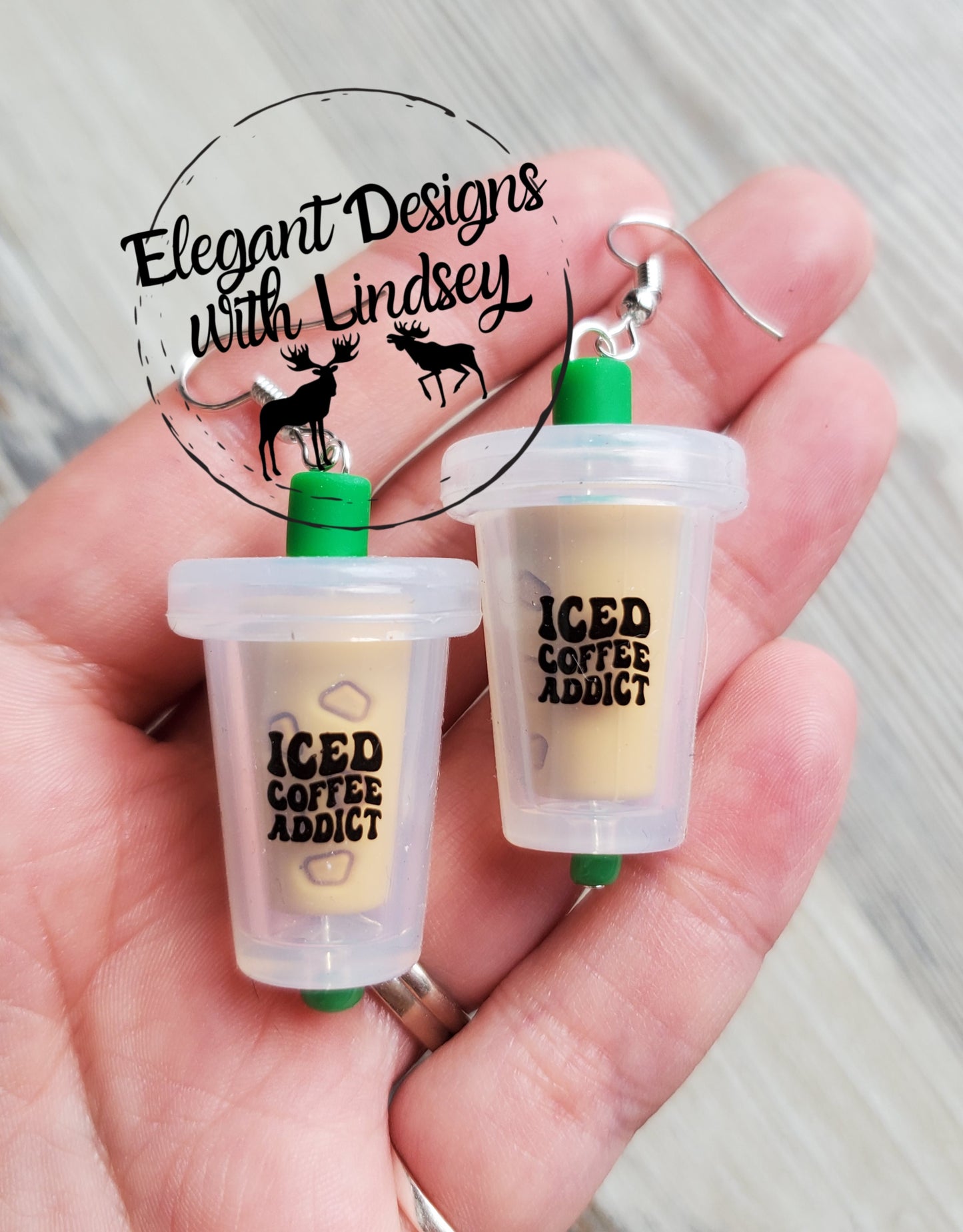 Iced Coffee Addict Coffee Cup Silicone Bead Earrings