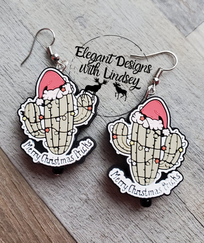 Merry Christmas Pricks Silicone Bead Earrings