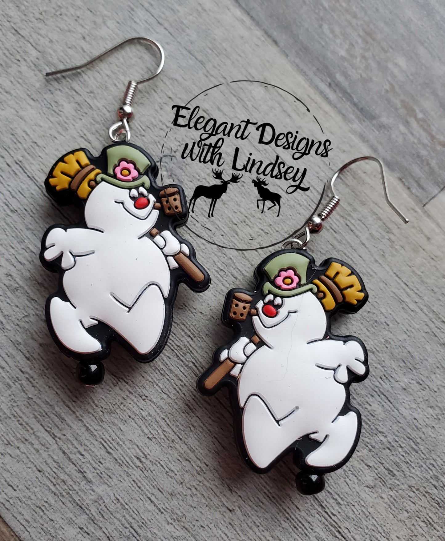 Snowman Silicone Bead Earrings