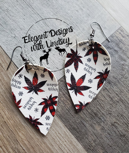 Happy Holidaze Pinched Faux leather earrings