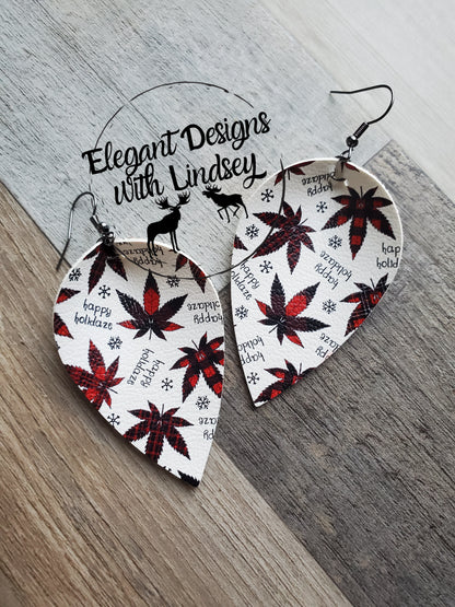 Happy Holidaze Pinched Faux leather earrings