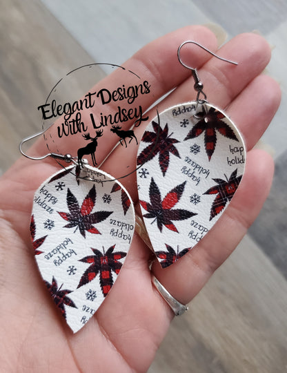 Happy Holidaze Pinched Faux leather earrings
