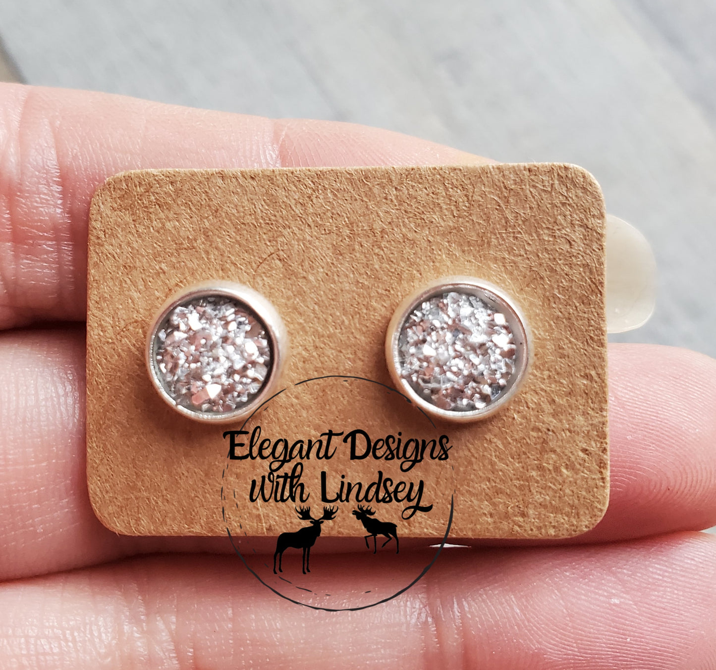 Silver Dusty Acrylic Stud Earrings