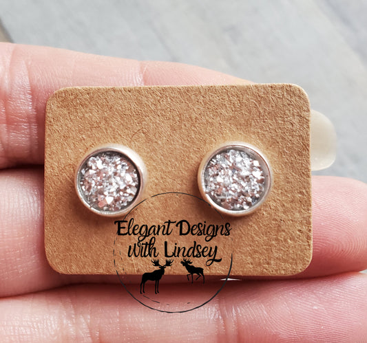 Silver Dusty Acrylic Stud Earrings