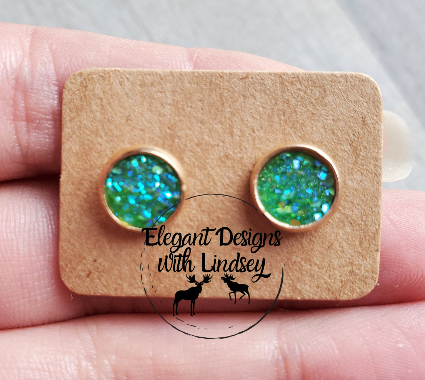 Green/Blue Dusty Acrylic Stud Earrings