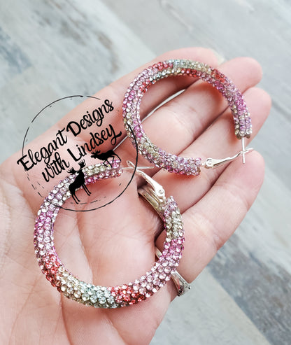 Spring Fling Rhinestone Hoop Earrings