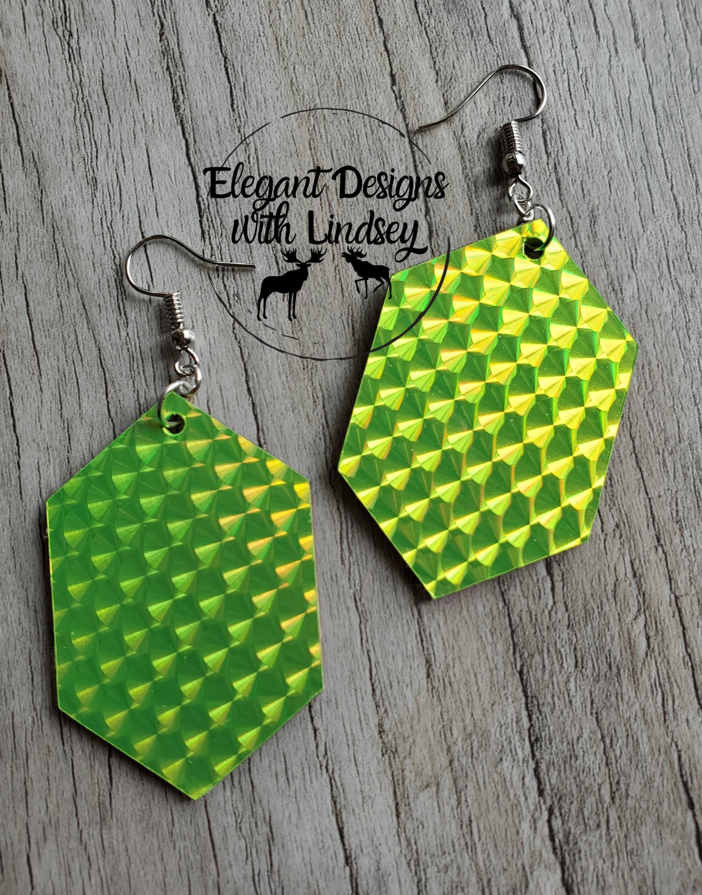 Hot Yellow Regular Scales Wood Earrings