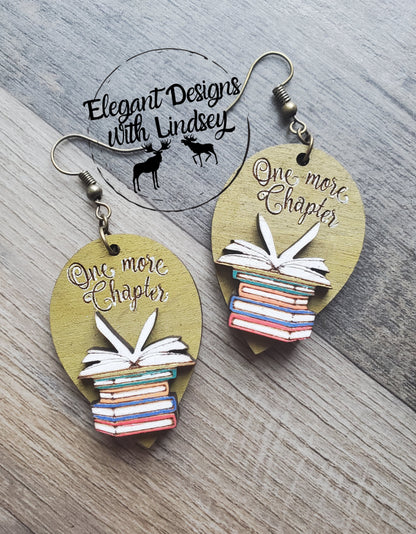 One More Chapter 3D Hand Painted Wood Earrings