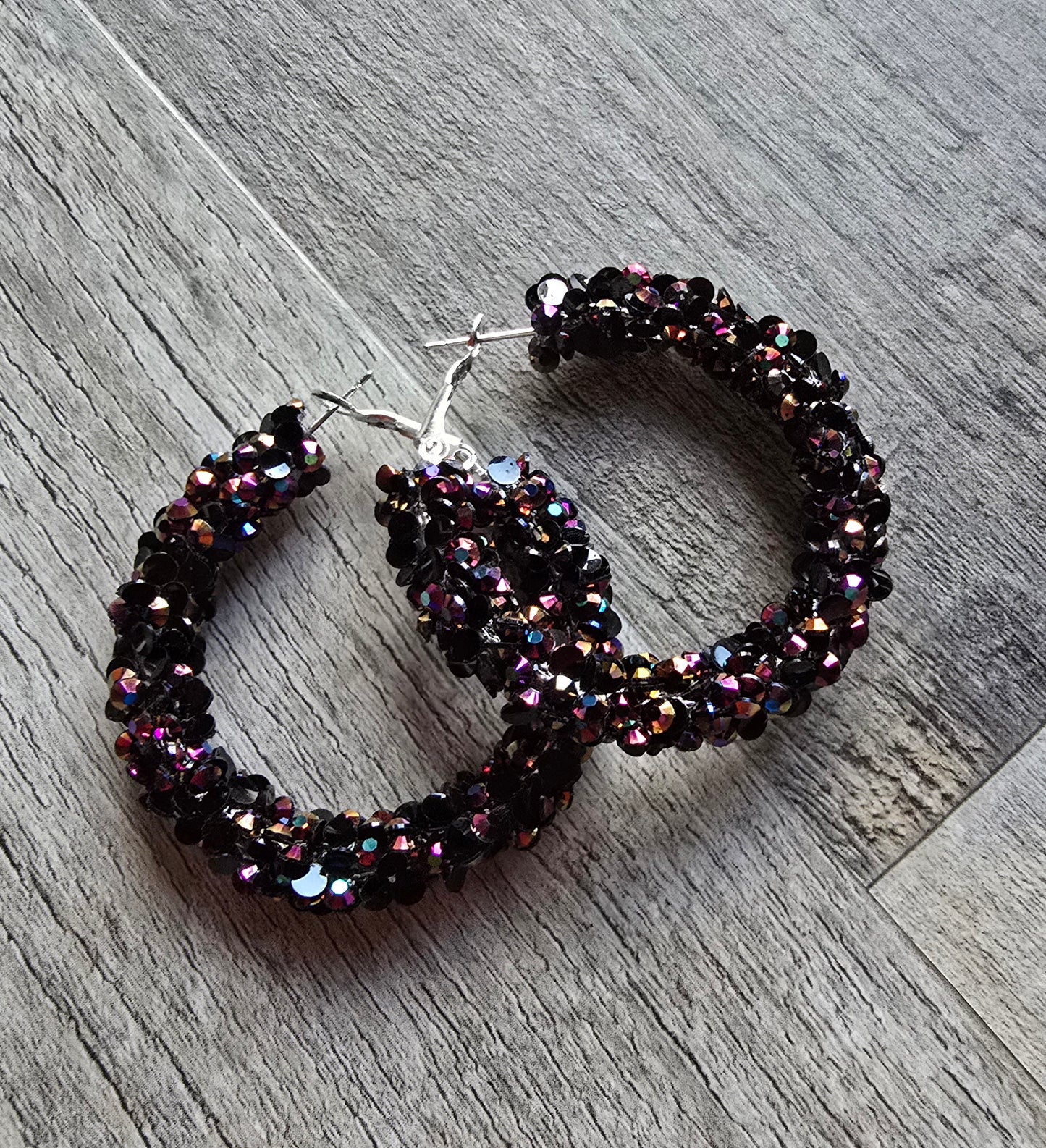 Purple Rain Super Chunky Rhinestone Hoop Earrings