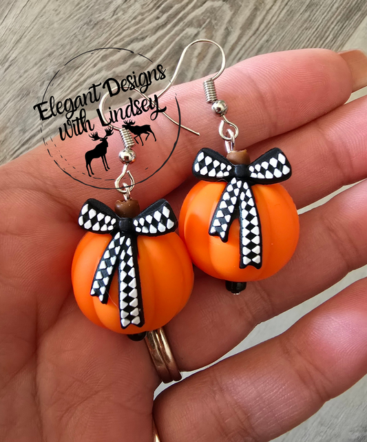 Orange 3D Pumpkin Silicone Earrings