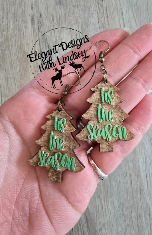 'Tis The Season Tree Wood Earrings