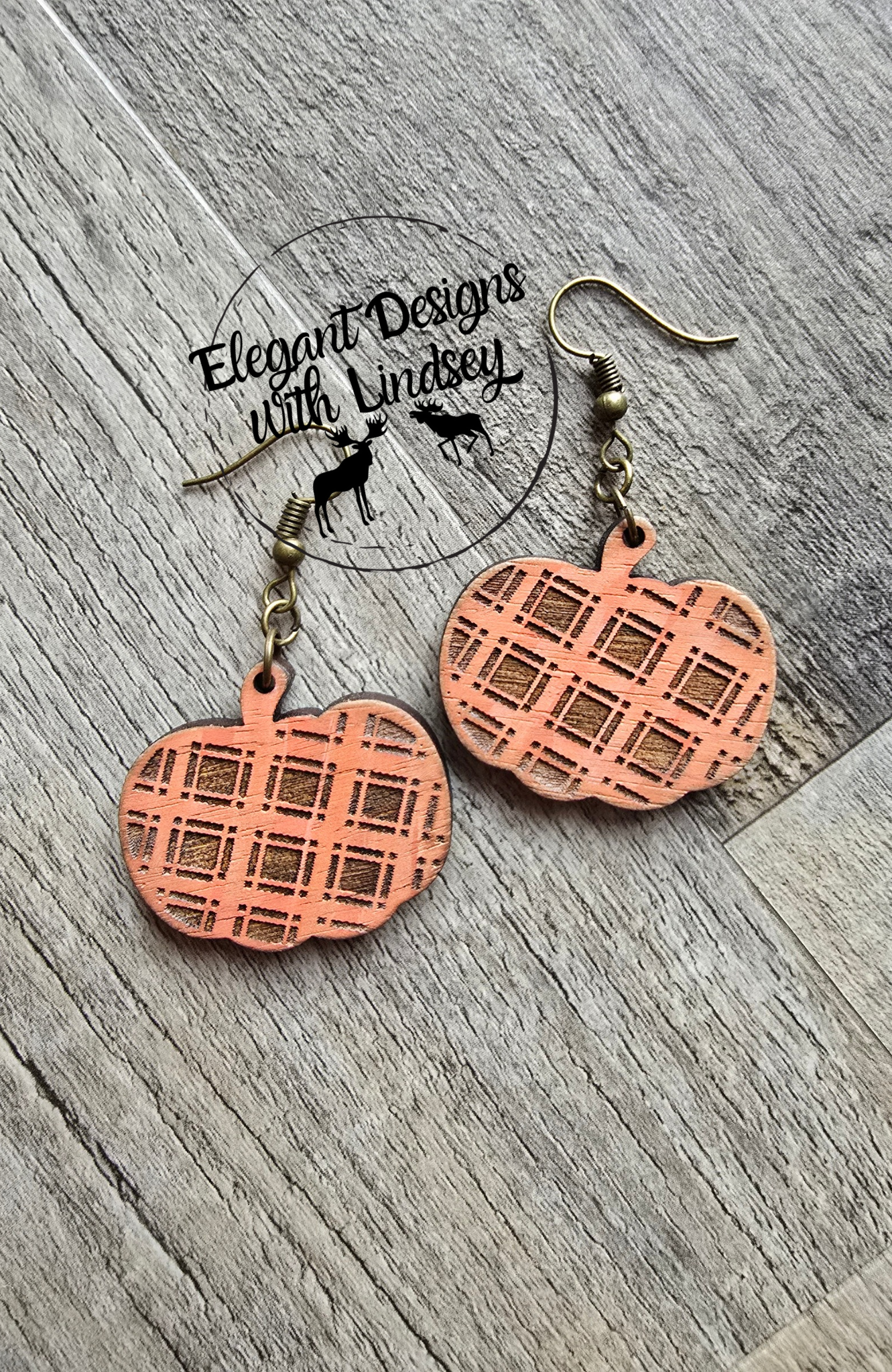 Pumpkin Cutout Wood Earrings