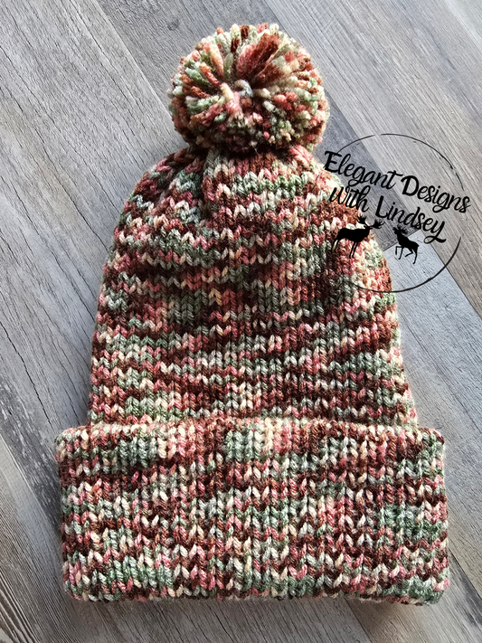 Woodland Camo Winters Hat with Pom